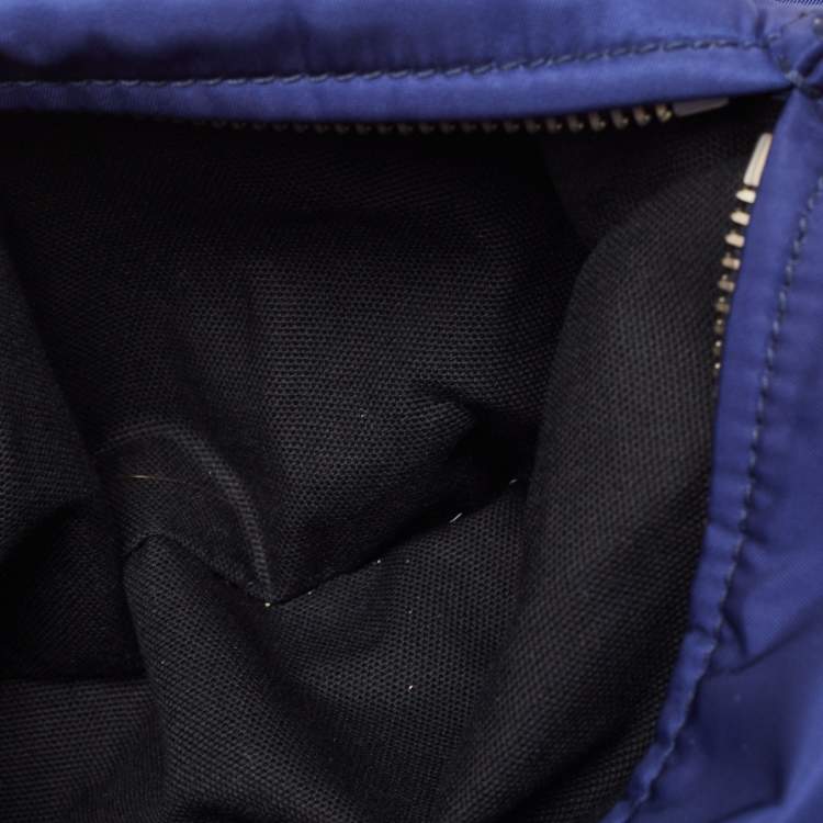 Pre Owned Givenchy Two Tone Blue Nylon and Leather Medium Pandora Box Crossbody Bag