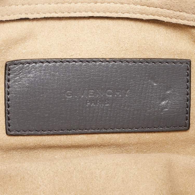 Pre Owned Givenchy Grey/Blue Leather and Suede Chain Crossbody Bag