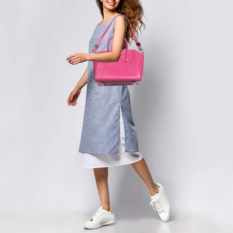Pre Owned Givenchy Magenta Leather Small Antigona Satchel