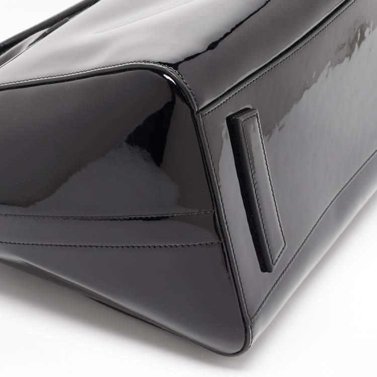 Pre Owned Givenchy Black Patent Leather Medium Antigona Satchel