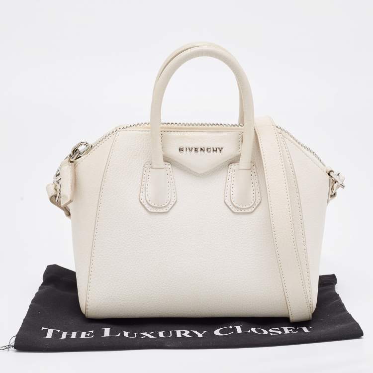 Pre Owned Givenchy Off White Leather Mini Antigona Satchel