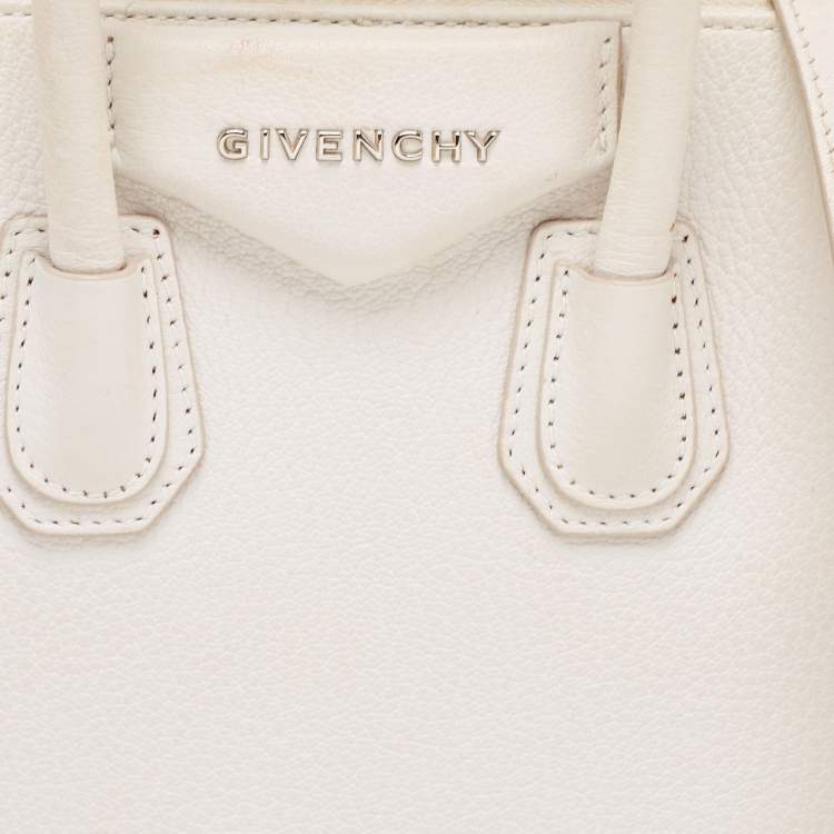 Pre Owned Givenchy Off White Leather Mini Antigona Satchel