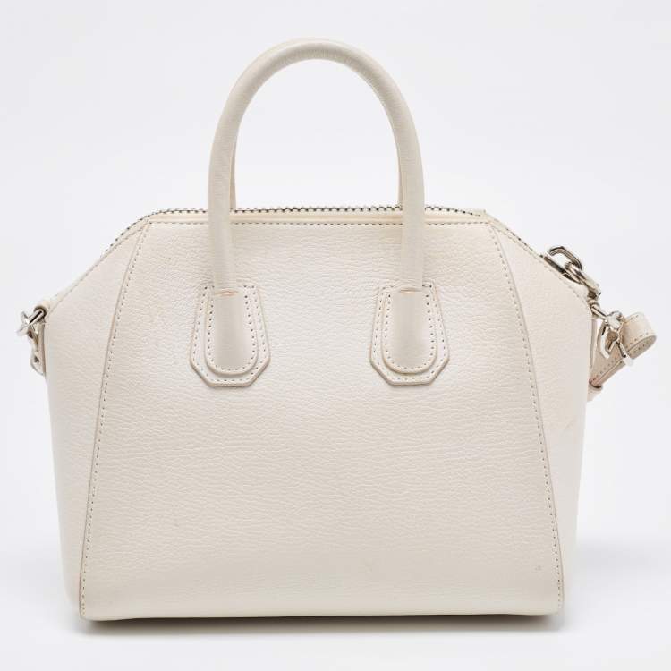 Pre Owned Givenchy Off White Leather Mini Antigona Satchel