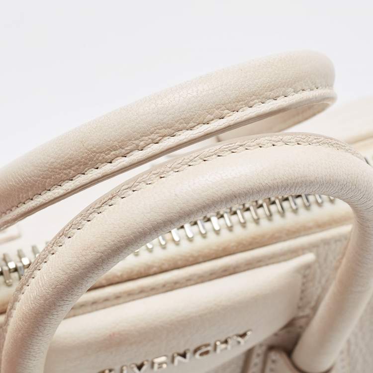 Pre Owned Givenchy Off White Leather Mini Antigona Satchel