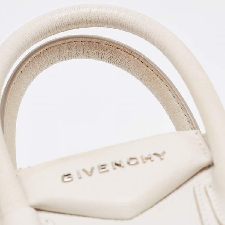 Pre Owned Givenchy Off White Leather Mini Antigona Satchel