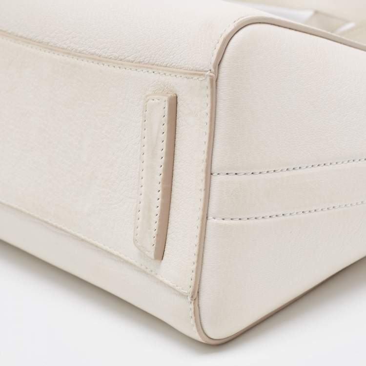 Pre Owned Givenchy Off White Leather Mini Antigona Satchel