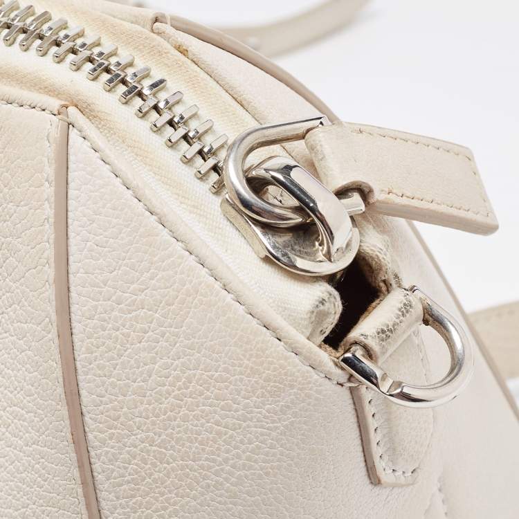 Pre Owned Givenchy Off White Leather Mini Antigona Satchel