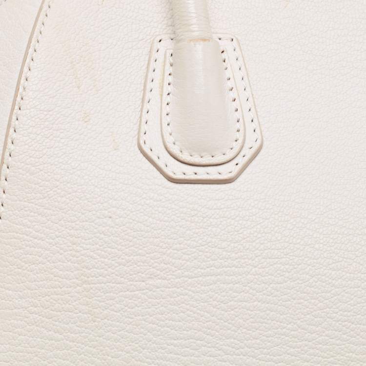 Pre Owned Givenchy Off White Leather Mini Antigona Satchel