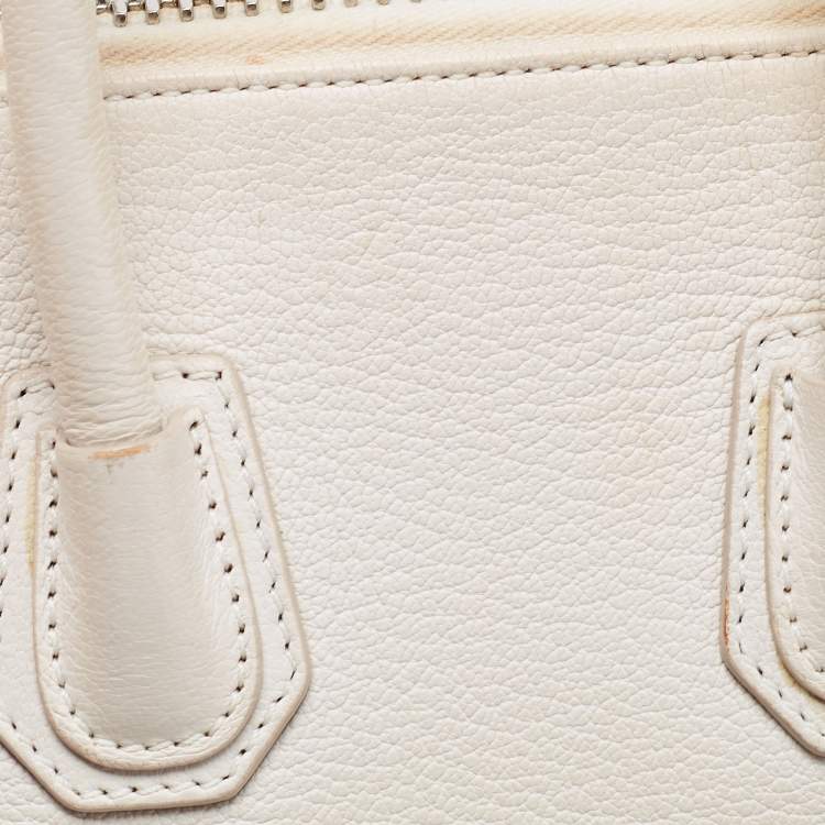 Pre Owned Givenchy Off White Leather Mini Antigona Satchel