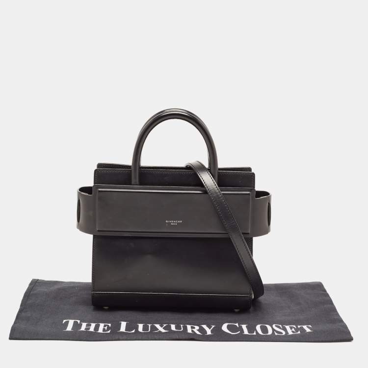 Pre Owned Givenchy Black Leather Mini Horizon Tote