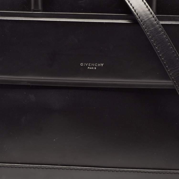 Pre Owned Givenchy Black Leather Mini Horizon Tote