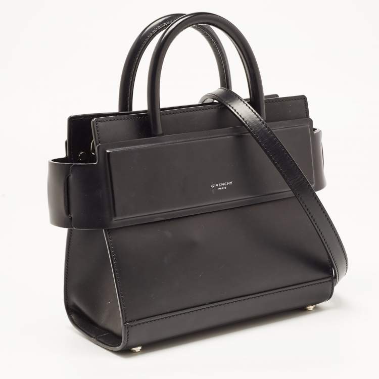 Pre Owned Givenchy Black Leather Mini Horizon Tote