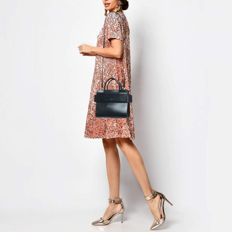 Pre Owned Givenchy Black Leather Mini Horizon Tote