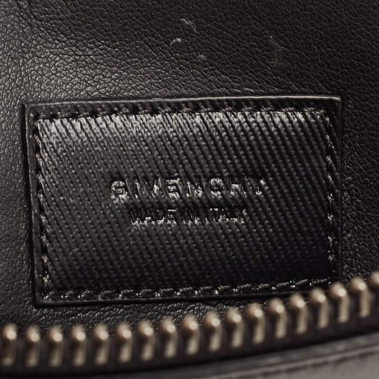 Pre Owned Givenchy Black/Red Coated Canvas Large 4G Wristlet Pouch