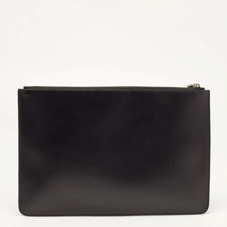 Pre Owned Givenchy Black/Red Coated Canvas Large 4G Wristlet Pouch