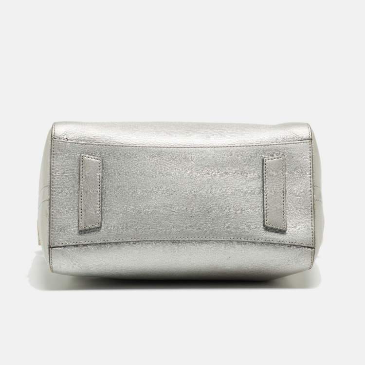 Pre Owned Givenchy Silver Leather Small Antigona Satchel