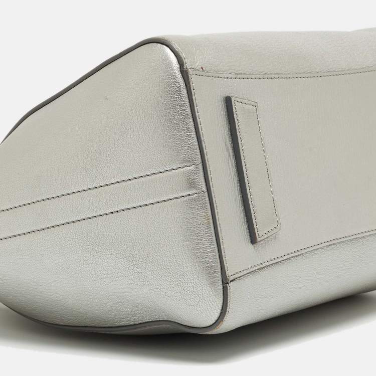 Pre Owned Givenchy Silver Leather Small Antigona Satchel