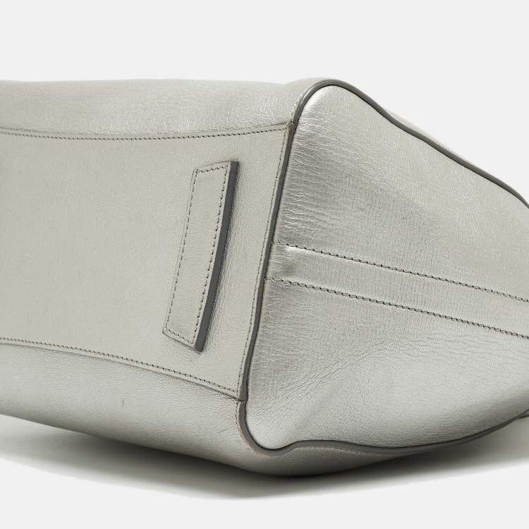Pre Owned Givenchy Silver Leather Small Antigona Satchel