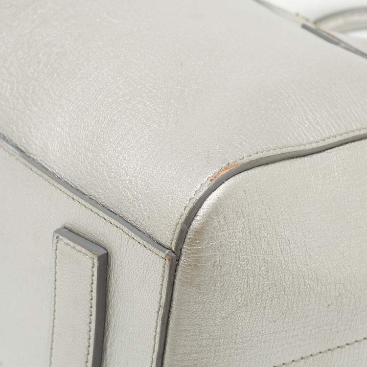 Pre Owned Givenchy Silver Leather Small Antigona Satchel