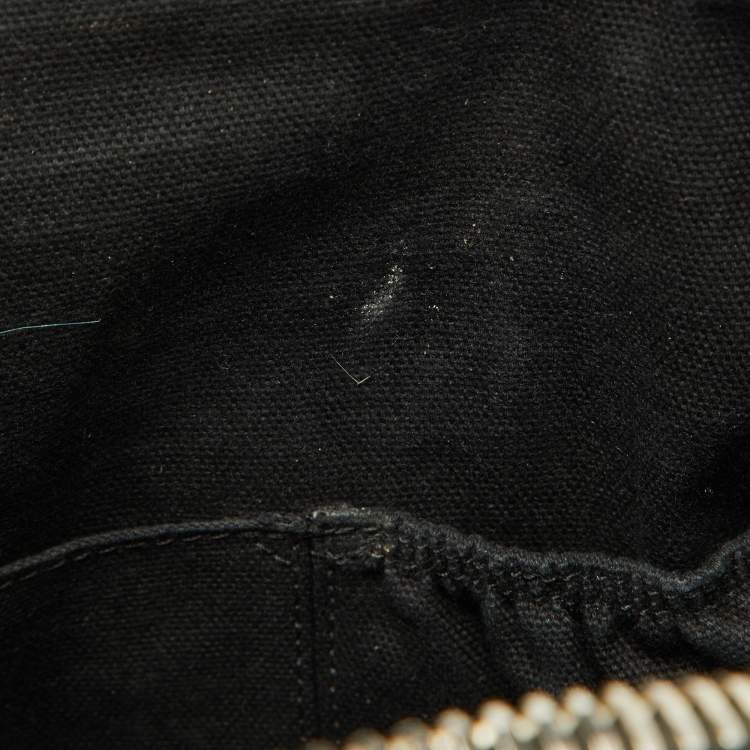 Pre Owned Givenchy Black/Red Leather and Faux Fur Small Embroidered Antigona Satchel