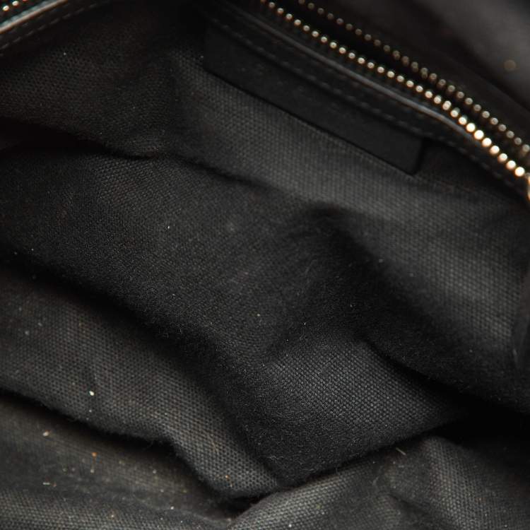 Pre Owned Givenchy Black/Red Leather and Faux Fur Small Embroidered Antigona Satchel