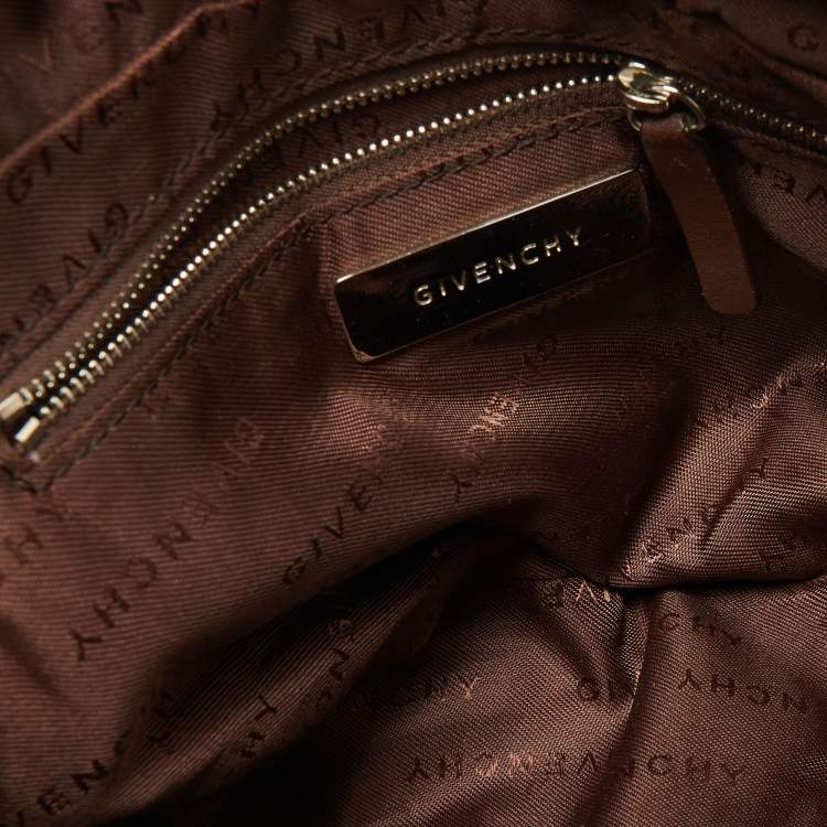 Pre Owned Givenchy Beige/Brown Monogram Canvas and Leather Drawstring Hobo