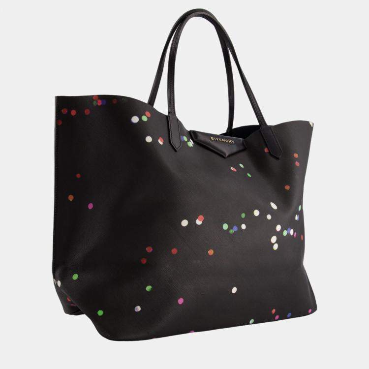 Givenchy Black Polka Dot Coated Canvas Shoulder Tote Bag Givenchy