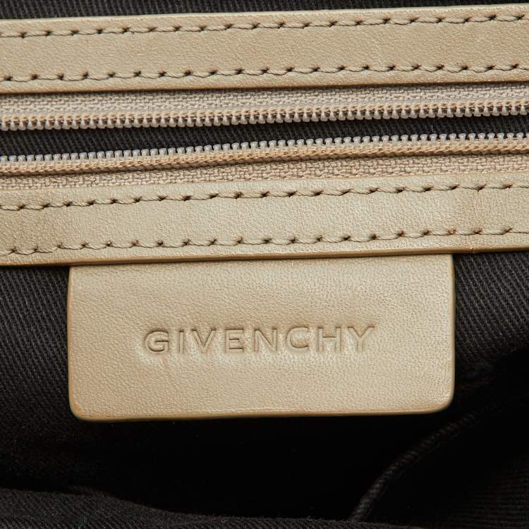 Pre Owned Givenchy Grey/Off White Monogram Coated Canvas and Leather Double Zip Tote