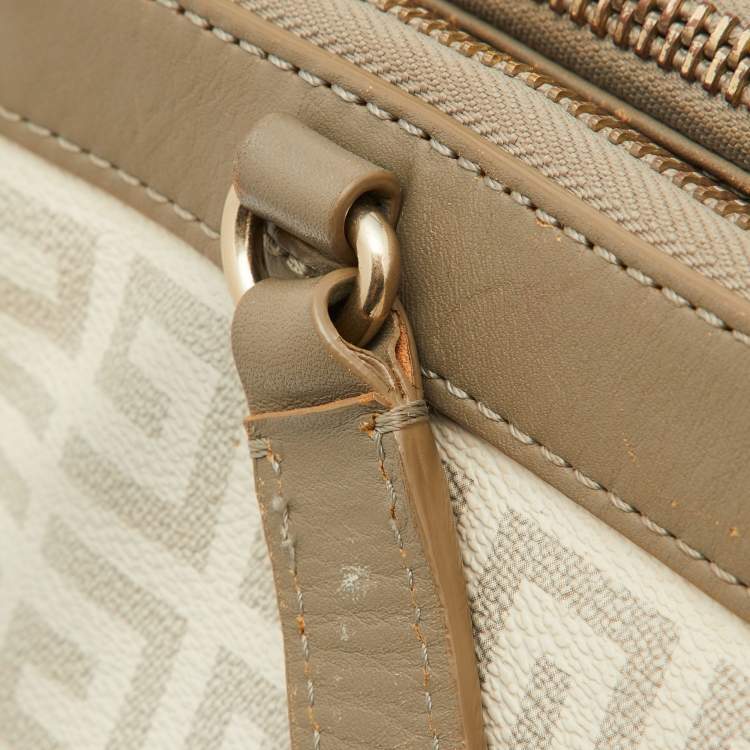 Pre Owned Givenchy Grey/Off White Monogram Coated Canvas and Leather Double Zip Tote