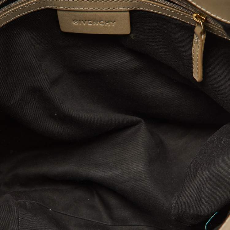 Pre Owned Givenchy Grey/Off White Monogram Coated Canvas and Leather Double Zip Tote