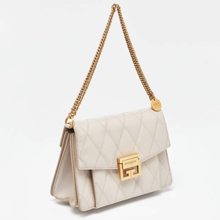 Pre Owned Givenchy Biege Leather Small GV3 Shoulder Bag