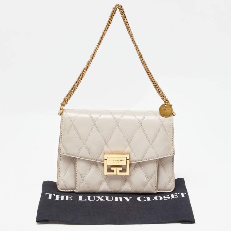 Pre Owned Givenchy Biege Leather Small GV3 Shoulder Bag