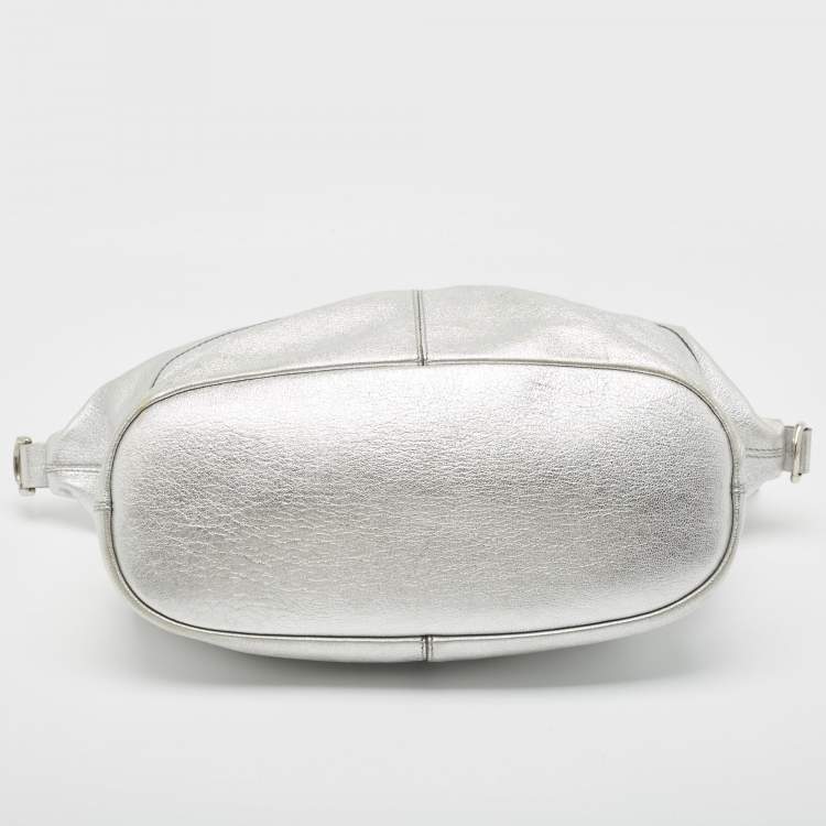Pre Owned Givenchy Silver Leather Medium Nightingale Satchel