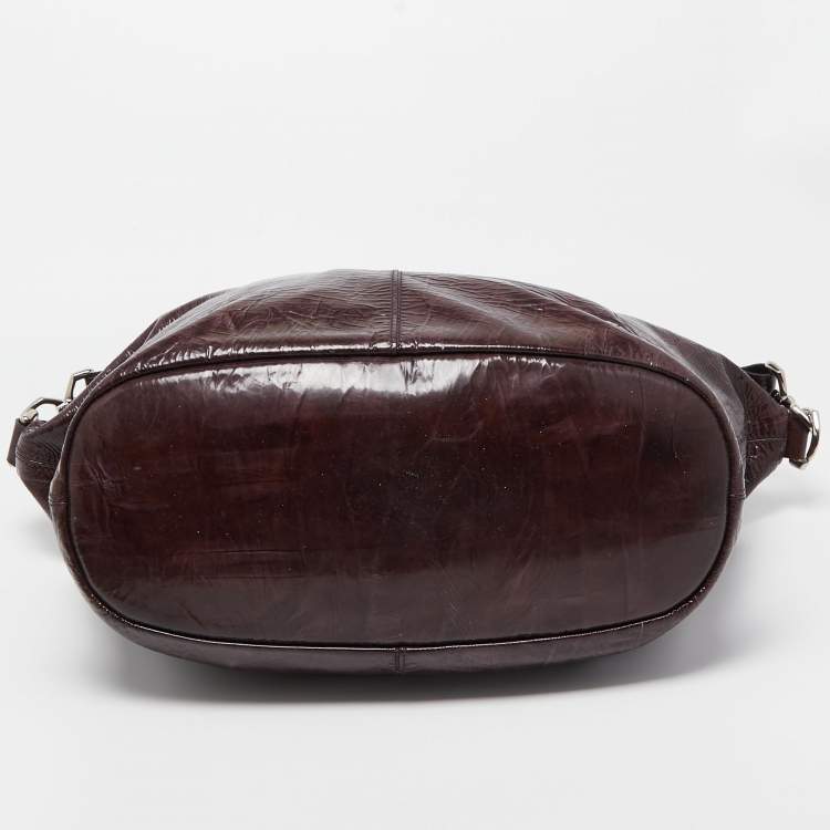 Pre Owned Givenchy Plum Aged Patent Leather Medium Nightingale Satchel