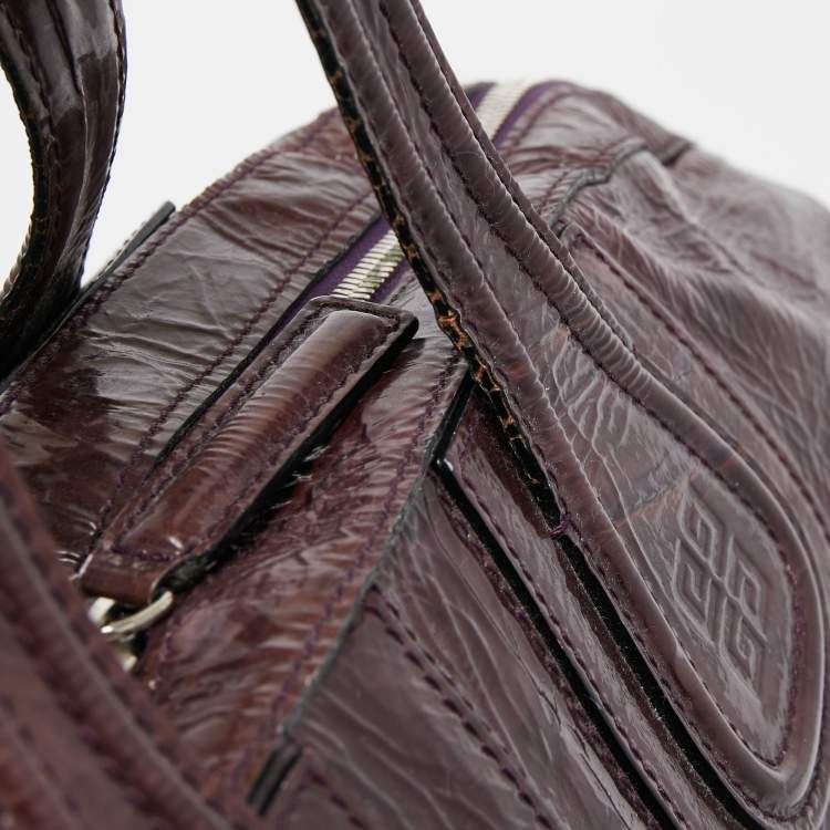 Pre Owned Givenchy Plum Aged Patent Leather Medium Nightingale Satchel