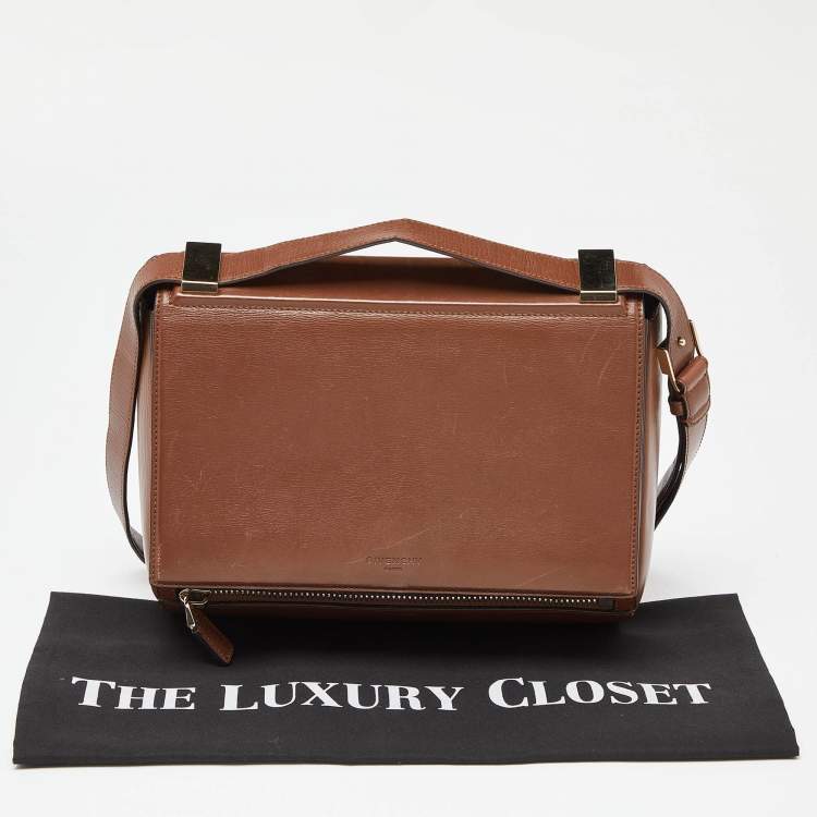 Pre Owned Givenchy Brown Leather Medium Pandora Box Bag