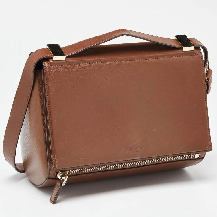 Pre Owned Givenchy Brown Leather Medium Pandora Box Bag