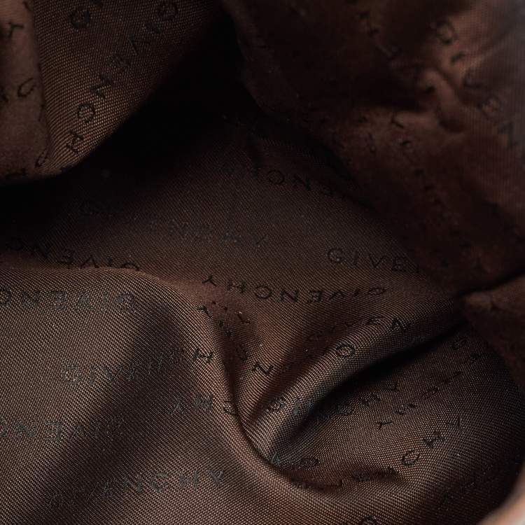 Pre Owned Givenchy Brown/Beige Monogram Canvas and Leather Buckle Flap Hobo