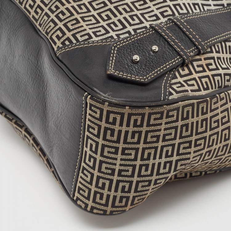 Pre Owned Givenchy Grey/Black Monogram Canvas And Leather Hobo