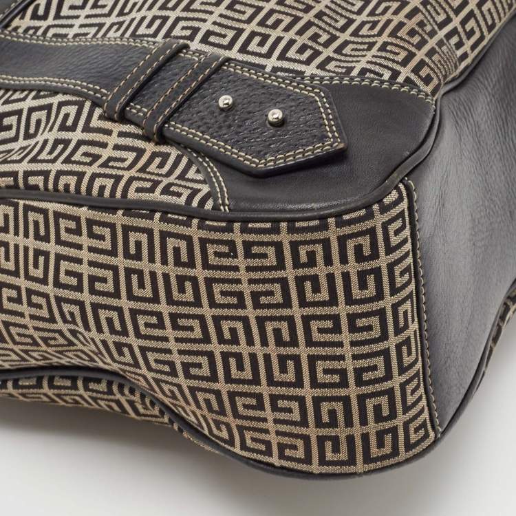 Pre Owned Givenchy Grey/Black Monogram Canvas And Leather Hobo