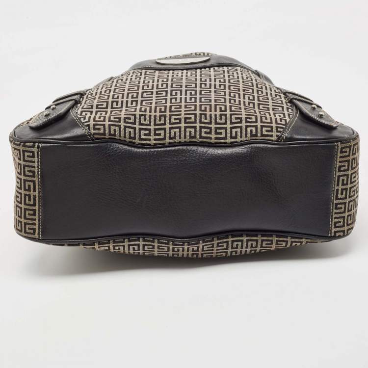 Pre Owned Givenchy Grey/Black Monogram Canvas And Leather Hobo