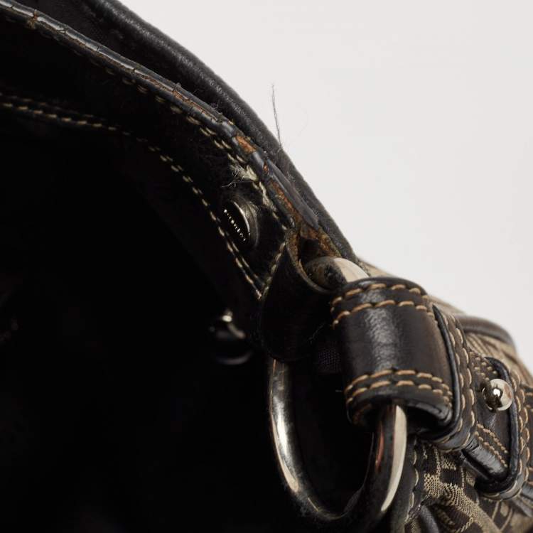 Pre Owned Givenchy Grey/Black Monogram Canvas And Leather Hobo