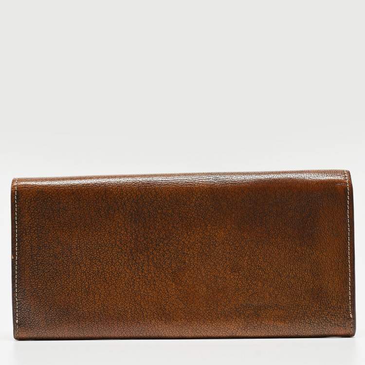 Pre Owned Givenchy Brown Leather Continental Wallet