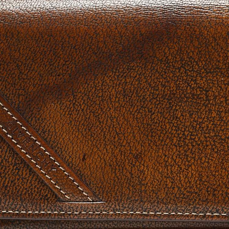 Pre Owned Givenchy Brown Leather Continental Wallet