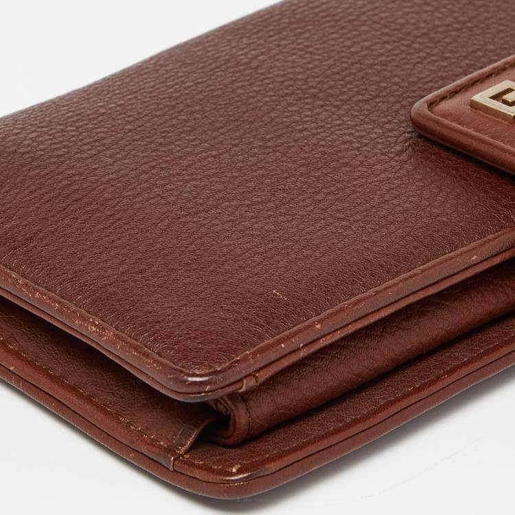 Pre Owned Givenchy Brown Leather Logo Flap Continental Wallet