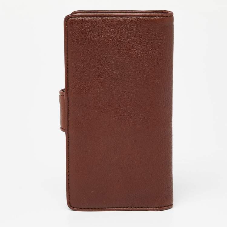Pre Owned Givenchy Brown Leather Logo Flap Continental Wallet