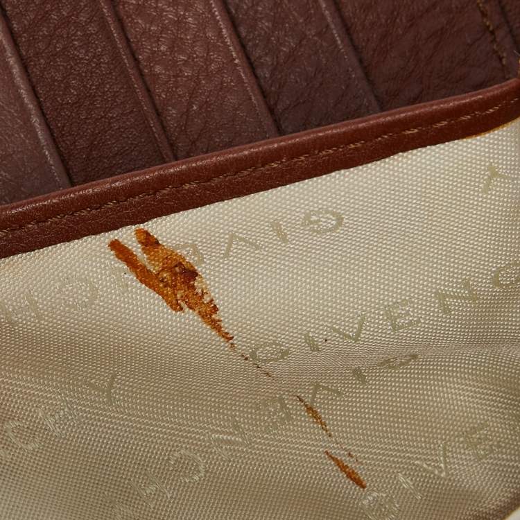 Pre Owned Givenchy Brown Leather Logo Flap Continental Wallet
