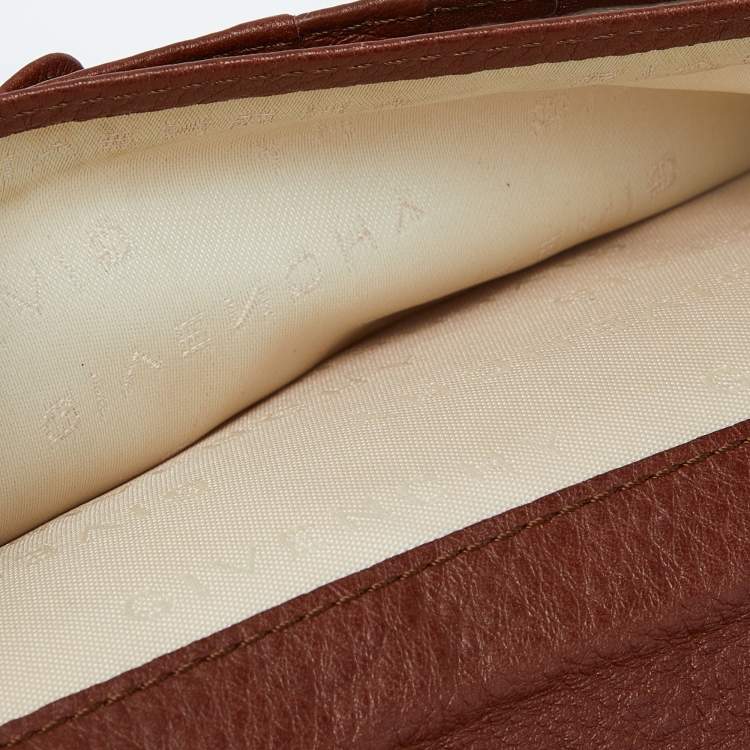 Pre Owned Givenchy Brown Leather Logo Flap Continental Wallet