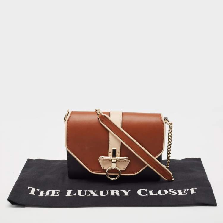 Pre Owned Givenchy Black/Brown Leather Obsedia Shoulder Bag