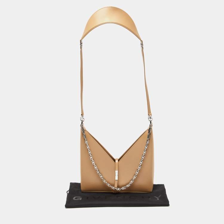Pre Owned Givenchy Cream Glossy Leather Chain Cut Out Bag